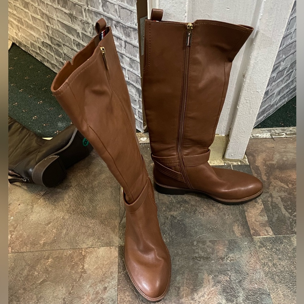tommy hilfiger boots
 Leather Tall Shaft Boots